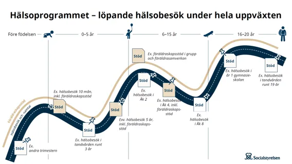 En tidskurva över hälsoprogrammet.