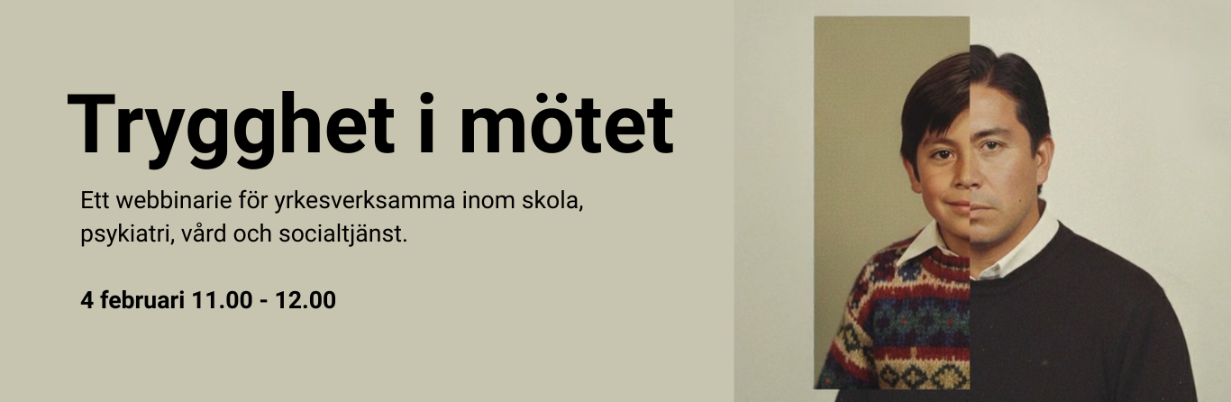 Bild på man som ung och gammal med rubriken "Trygghet i mötet"